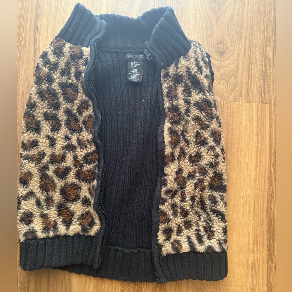 Express Leopard Print Fuzzy Vest